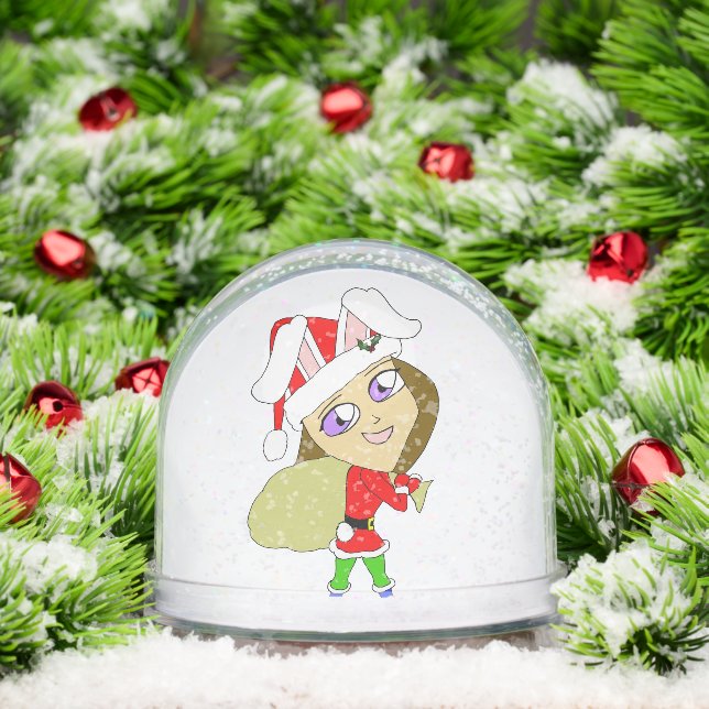 chibi bunnygirl  ceramic ornament snow globe (Christmas)