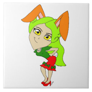 chibi bunnygirl   ceramic tile
