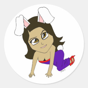 chibi bunnygirl classic round sticker