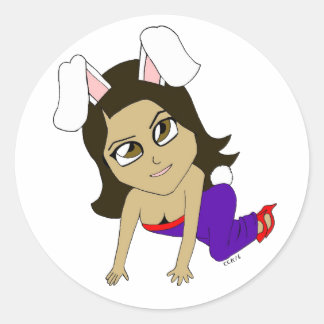 chibi bunnygirl classic round sticker