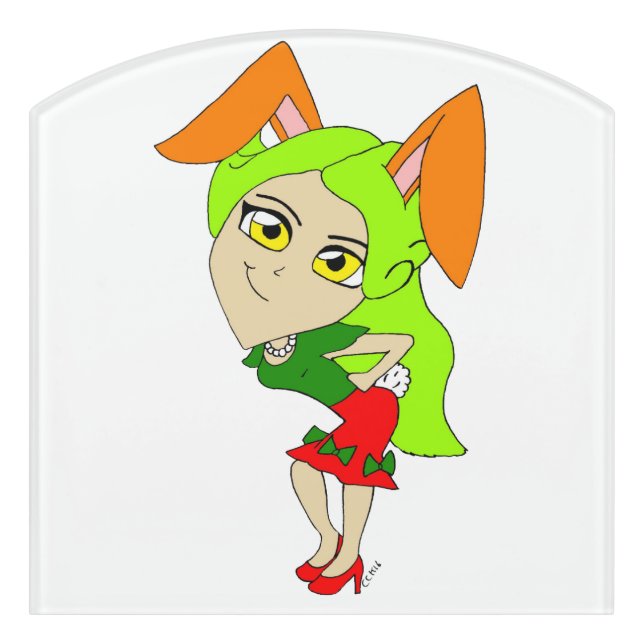 chibi bunnygirl door sign (Contour Front)