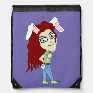 Chibi Bunnygirl giving a thumbs up Drawstring Bag