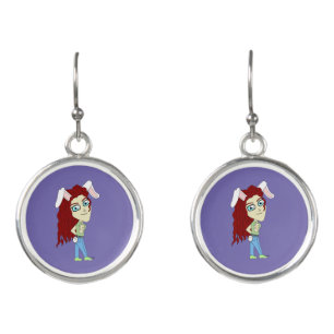 Chibi Bunnygirl giving a thumbs up Earrings