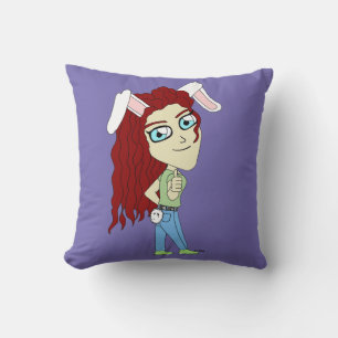 Chibi Bunnygirl giving a thumbs up Throw Pillow