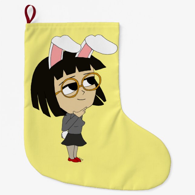chibi bunnygirl  large christmas stocking (Front)