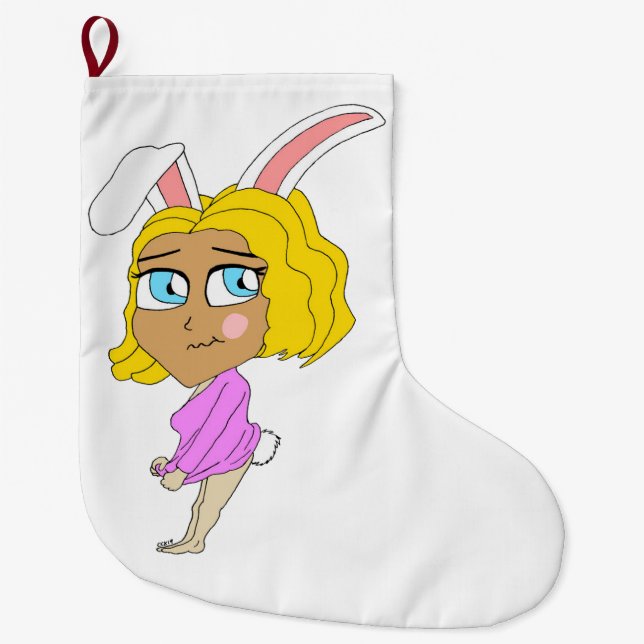 chibi bunnygirl  large christmas stocking (Front)