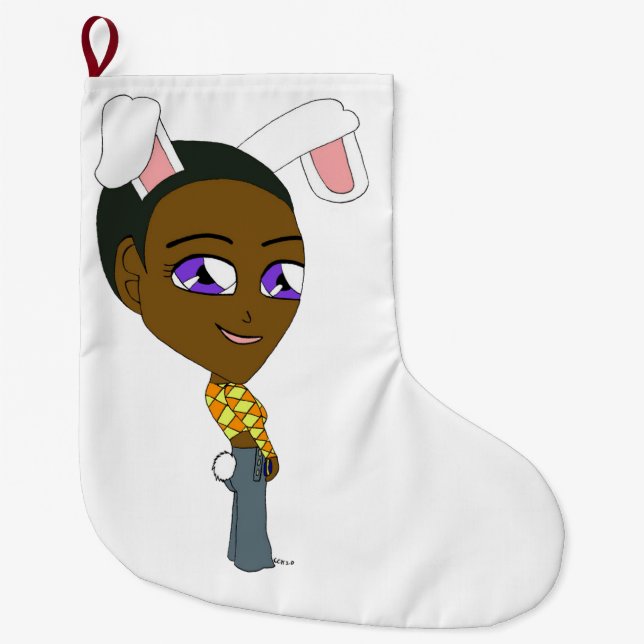 chibi bunnygirl   large christmas stocking (Front)