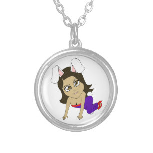 chibi bunnygirl     silver plated necklace