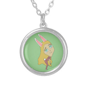 chibi bunnygirl silver plated necklace