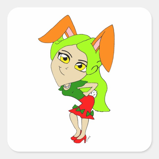 chibi bunnygirl     square sticker (Front)