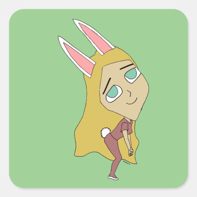 chibi bunnygirl      square sticker (Front)