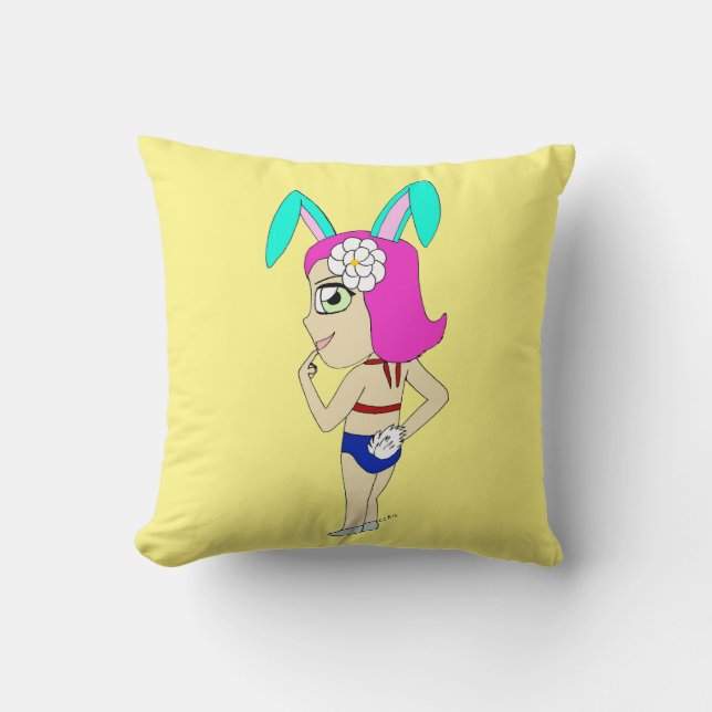 chibi bunnygirl   throw pillow (Front)