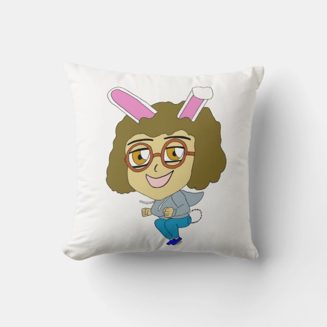 chibi bunnygirl  throw pillow (Front)