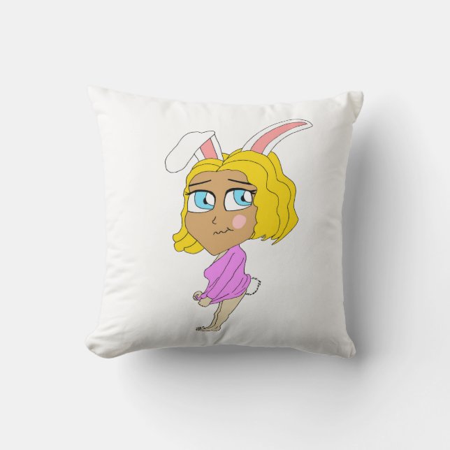 chibi bunnygirl  throw pillow (Front)