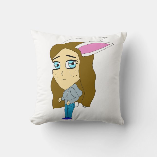 chibi bunnygirl  throw pillow (Front)