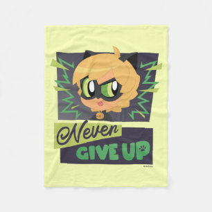 Chibi Cat Noir Never Give Up Fleece Blanket