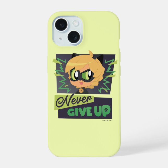 Chibi Cat Noir Never Give Up Iphone Case (Back)