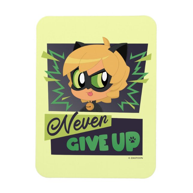 Chibi Cat Noir Never Give Up Magnet (Vertical)