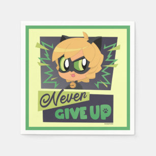 Chibi Cat Noir Never Give Up Napkins
