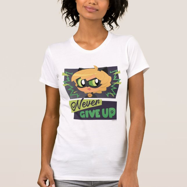Chibi Cat Noir Never Give Up T-Shirt (Front)