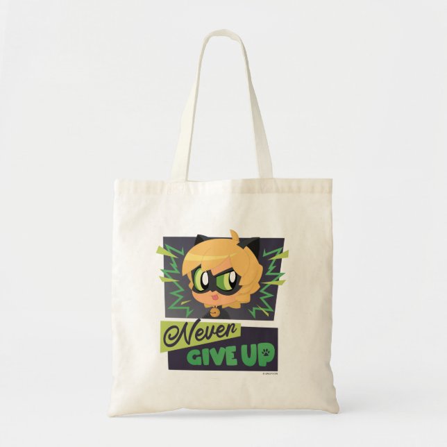 Chibi Cat Noir Never Give Up Tote Bag (Front)