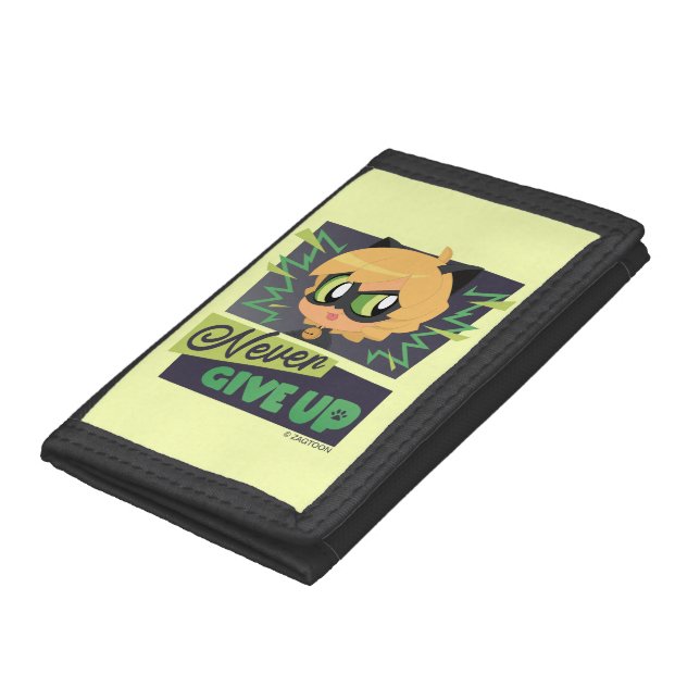 Chibi Cat Noir Never Give Up Trifold Wallet (Bottom)