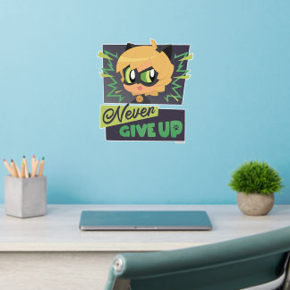 Chibi Cat Noir Never Give Up Wall Decal