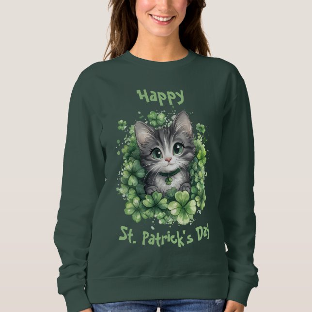 Chibi Cat St. Patrick’s Day Sweatshirt  (Front)