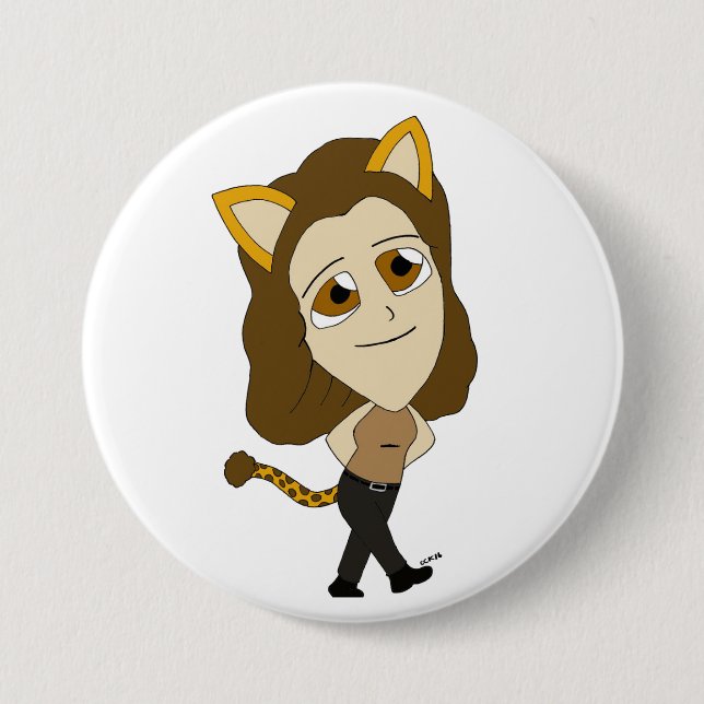 chibi catgirl button (Front)