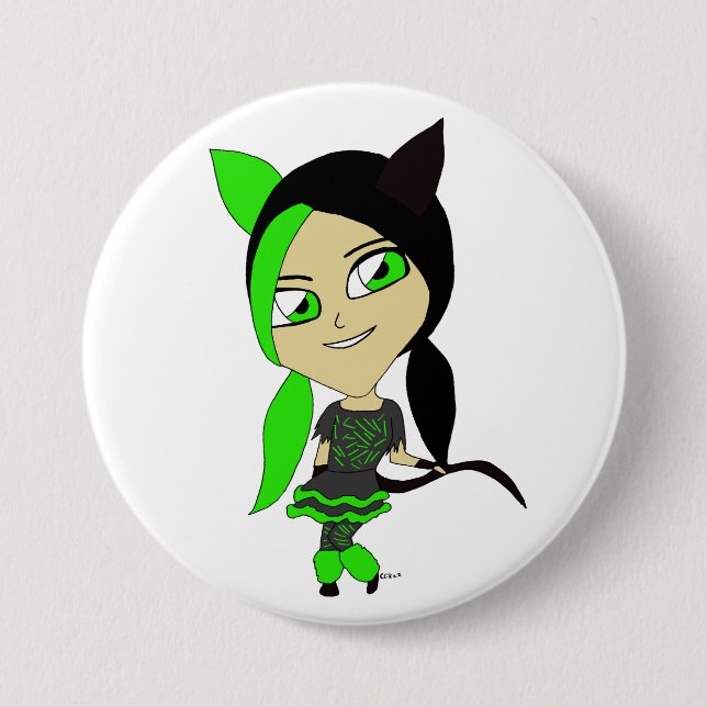 chibi catgirl  button (Front)