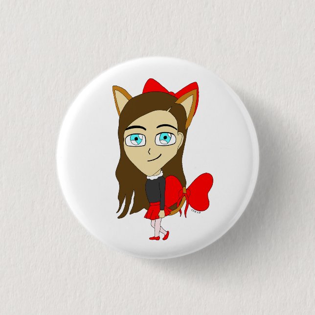 chibi catgirl button (Front)