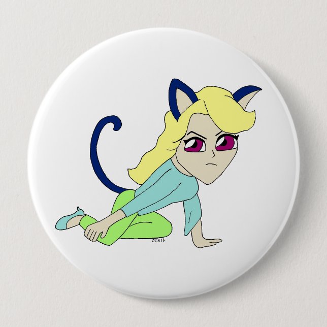 chibi catgirl  button (Front)