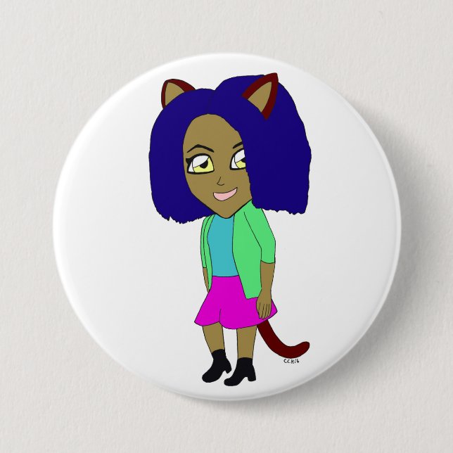 chibi catgirl button (Front)