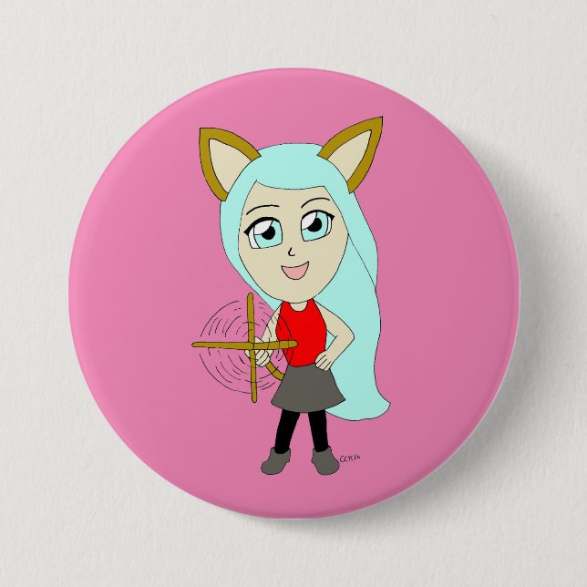 chibi catgirl button (Front)