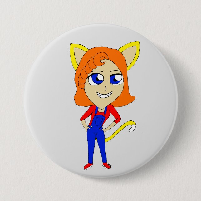chibi catgirl  button (Front)