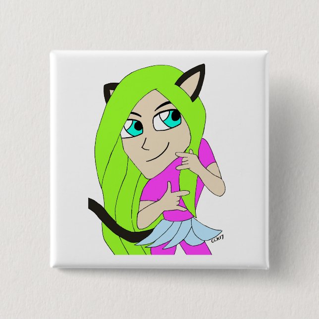chibi catgirl  button (Front)