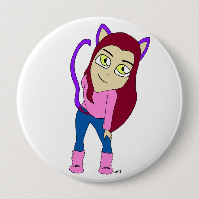 chibi catgirl  button (Front)