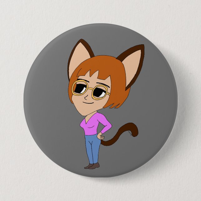 chibi catgirl button (Front)