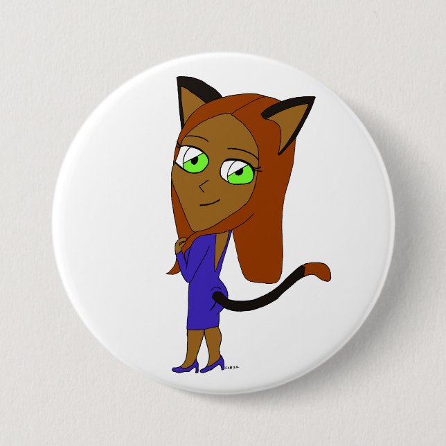 chibi catgirl  button (Front)