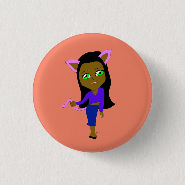 chibi catgirl button (Front)