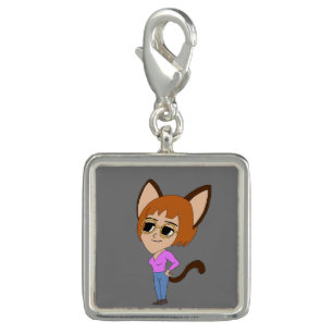 chibi catgirl button charm