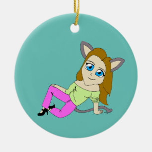 chibi catgirl ceramic ornament