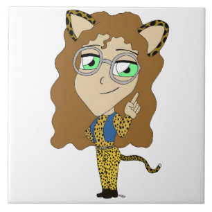 chibi catgirl ceramic tile