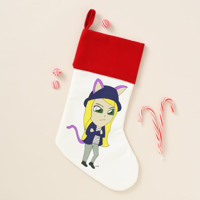 chibi catgirl christmas stocking (Front)