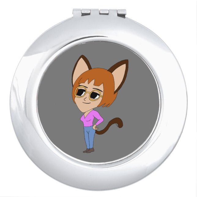 chibi catgirl  compact mirror (Front)