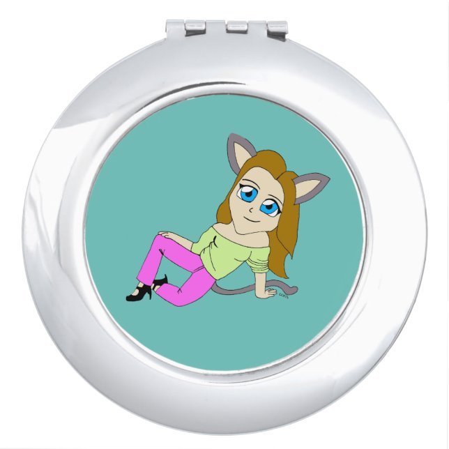 chibi catgirl      compact mirror (Front)