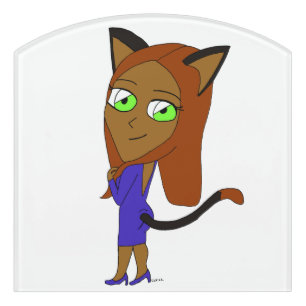 chibi catgirl   door sign