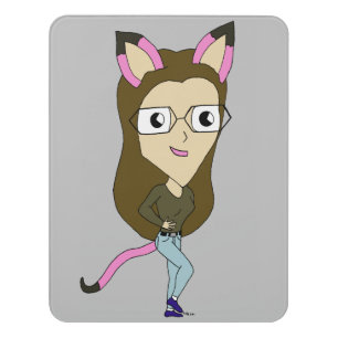 chibi catgirl door sign
