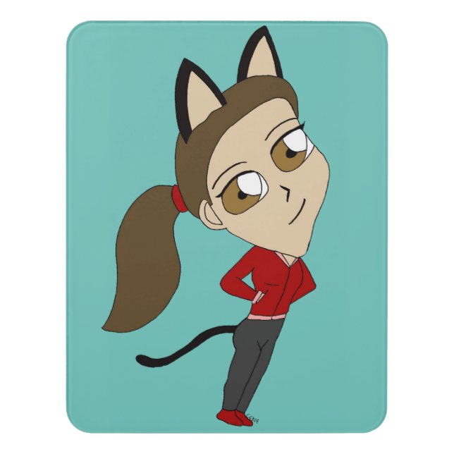 chibi catgirl   door sign (Contemporary Vert)