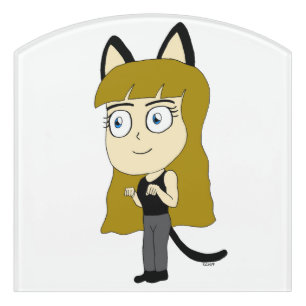 chibi catgirl   door sign
